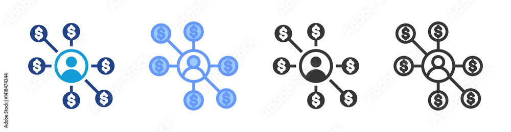 Poster Networks icon set multiple style collection