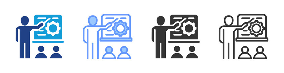 Management Training icon set multiple style collection