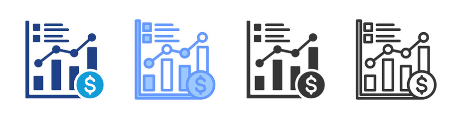 Economic Development icon set multiple style collection