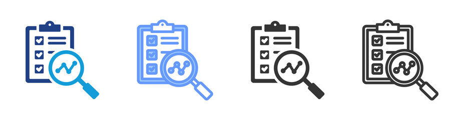 Research icon set multiple style collection