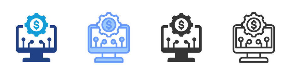 Technology icon set multiple style collection