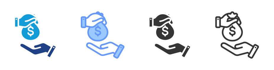 Funding icon set multiple style collection