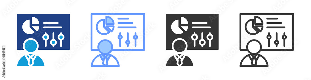 Poster Presentation Skills icon set multiple style collection