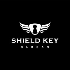 Fototapeta premium Winged Shield Keyhole Security Logo Vector