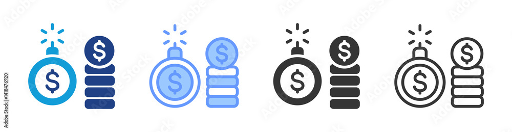Poster Debt Recovery icon set multiple style collection
