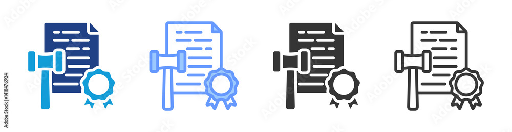 Poster legal document icon set multiple style collection
