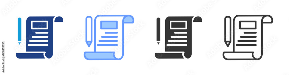 Aufkleber articles icon set multiple style collection