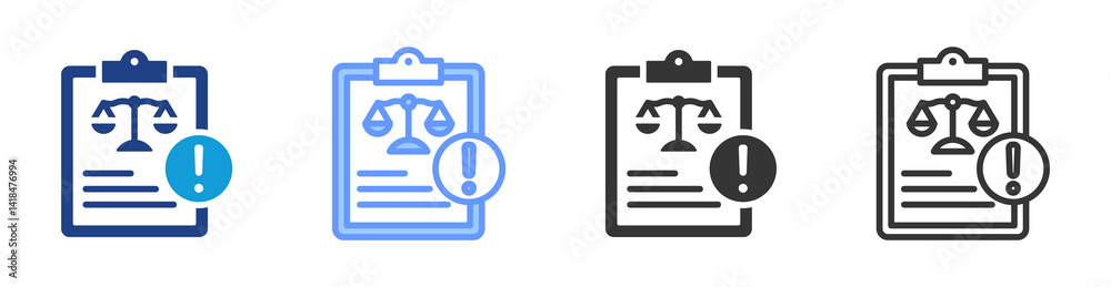Poster lawsuits icon set multiple style collection
