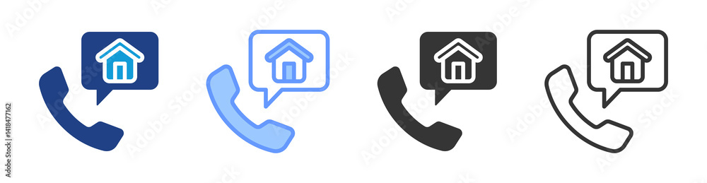 Poster house calls icon set multiple style collection
