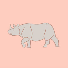 Gentle Javan Rhino Sketch on Peachy Background