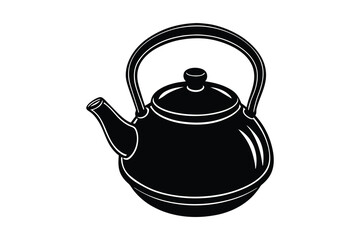 Tea kettle silhouette vector illustration isolated on white background