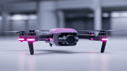Pink Drone Hovers in Modern Setting