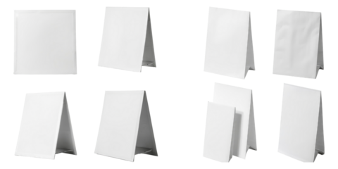 Blank Folded Cards for Business or Personal Use in Various Angles, Isolated on Transparent Background