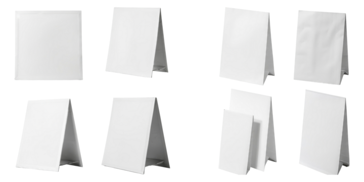 Blank Folded Cards for Business or Personal Use in Various Angles, Isolated on Transparent Background