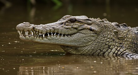 Obraz premium Crocodile in Brown Water