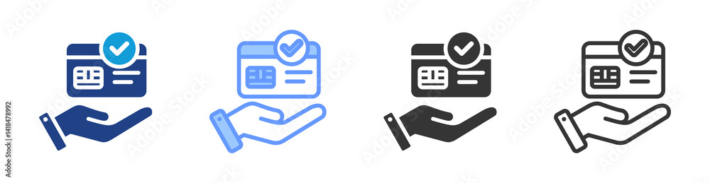 Poster Credit Card icon set multiple style collection