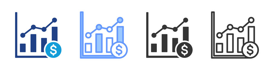 Financial icon set multiple style collection