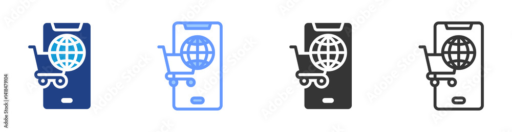 Poster E Commerce icon set multiple style collection