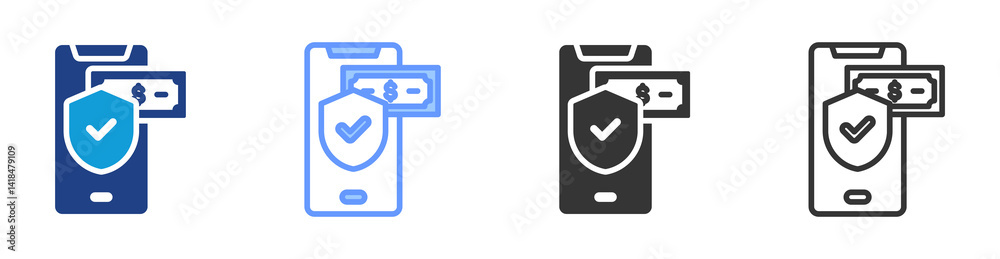 Poster Authentication icon set multiple style collection