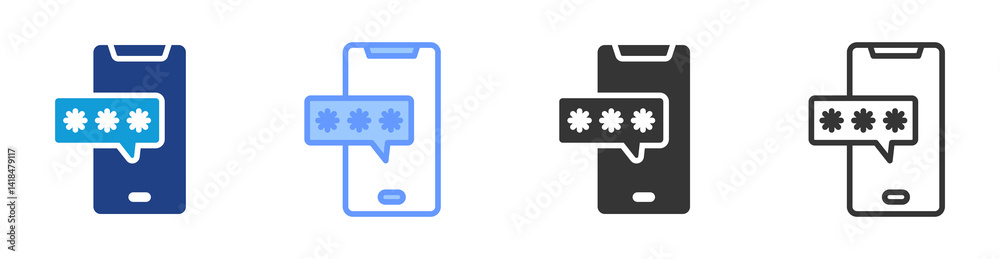 Aufkleber On Time Password icon set multiple style collection
