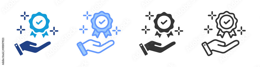 Poster benefits icon set multiple style collection