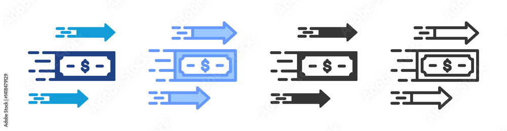 Poster Fast icon set multiple style collection