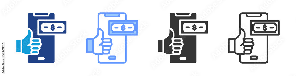 Poster Easy icon set multiple style collection