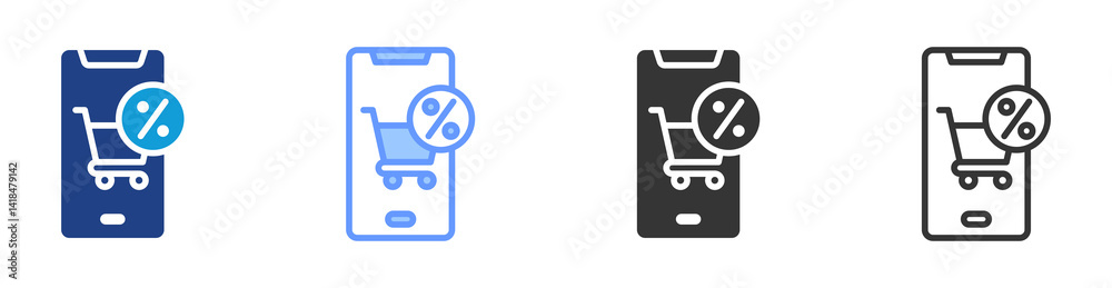 Poster online shopping icon set multiple style collection