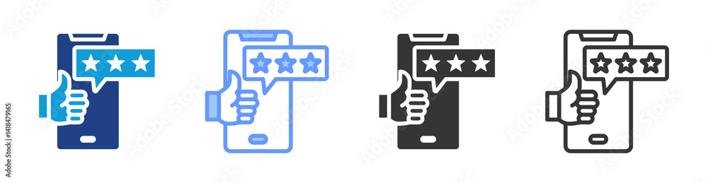 Poster Review icon set multiple style collection