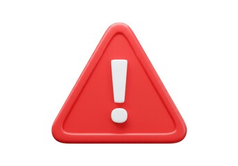 3d red warning sign exclamation point isolated isolated on background
