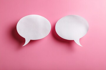 Two Blank White Speech Bubbles on Pink Background