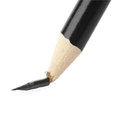 One broken graphite pencil isolated on white