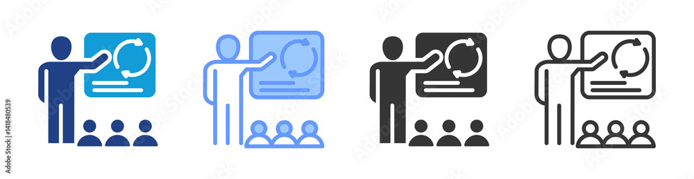 Poster Refresher Training icon set multiple style collection