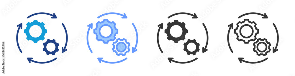 Poster process icon set multiple style collection