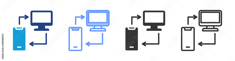 Poster Technological Changes icon set multiple style collection
