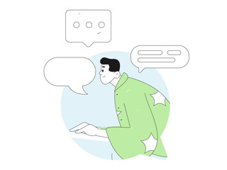 Virtual characters social communication concept business flat vector hand drawn illustration
