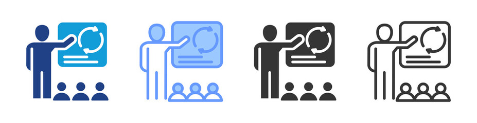 Refresher Training icon set multiple style collection