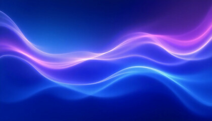 Naklejka premium Soft waves of light dance across a tranquil canvas, blending rich hues of blue and purple. This mesmerizing display invites a sense of calm and inspiration, perfect for various designs Generative AI
