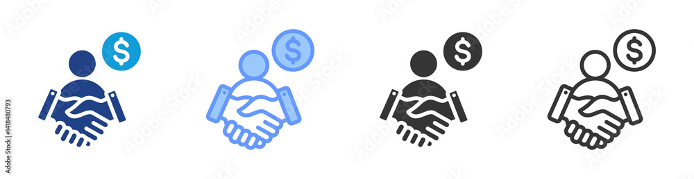 Poster acquisition value icon set multiple style collection