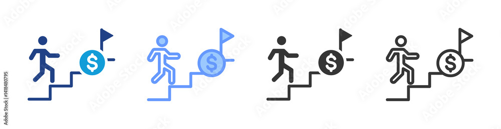 Poster way to success icon set multiple style collection