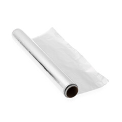 Roll of aluminum foil isolated on white