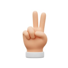 3d peace sign hand gesture 3d rendering isolated on white background