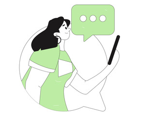 Virtual characters social communication concept business flat vector hand drawn illustration
