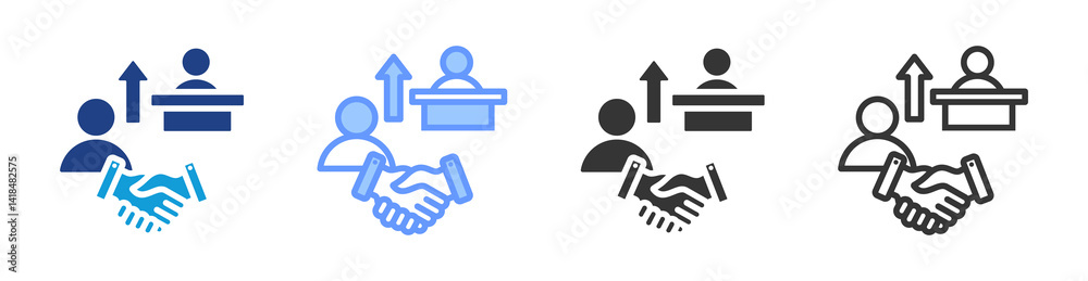 Poster successions management icon set multiple style collection