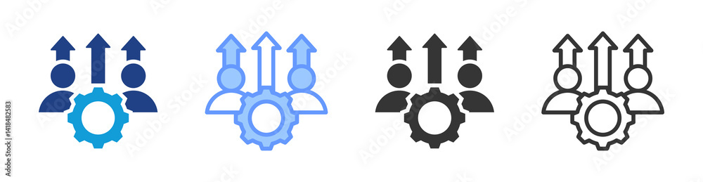 Aufkleber developing employees icon set multiple style collection