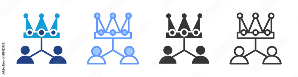 Poster monarchies icon set multiple style collection