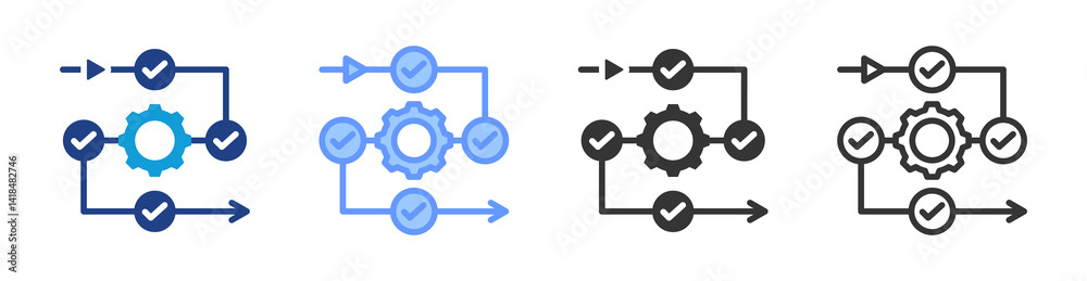 Poster Process icon set multiple style collection