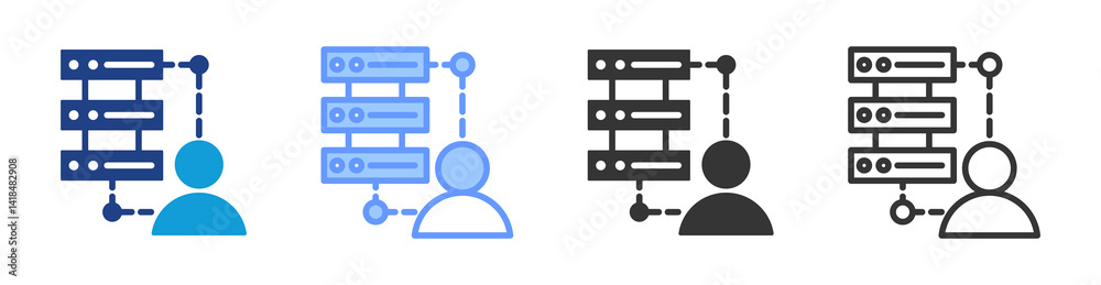 Poster Employee Database icon set multiple style collection