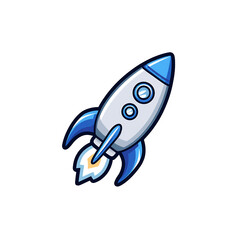 Fototapeta premium blue rocket emoji launching icon illustration