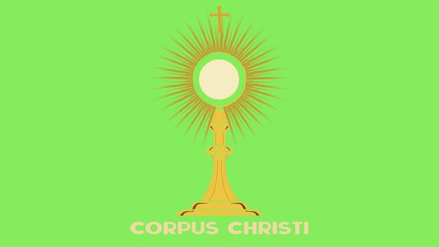 Animated Corpus Christi Monstrance Illustration &ndash; Catholic Eucharist Celebration Design Green Screen